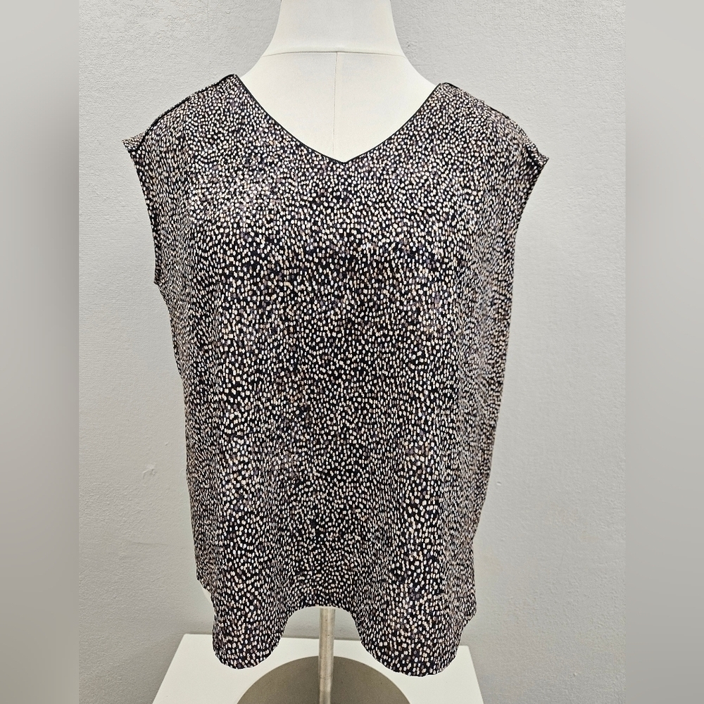 NIC + ZOE Blouse W LEATHER PIPING